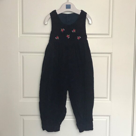 Hartstrings Baby Embroidered Corduroy Jumpsuit Girls Size 24M Navy 100% Cotton‎ - Picture 2 of 9